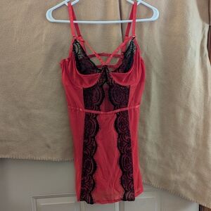 Adore Me Red and Black Chemise Intimates